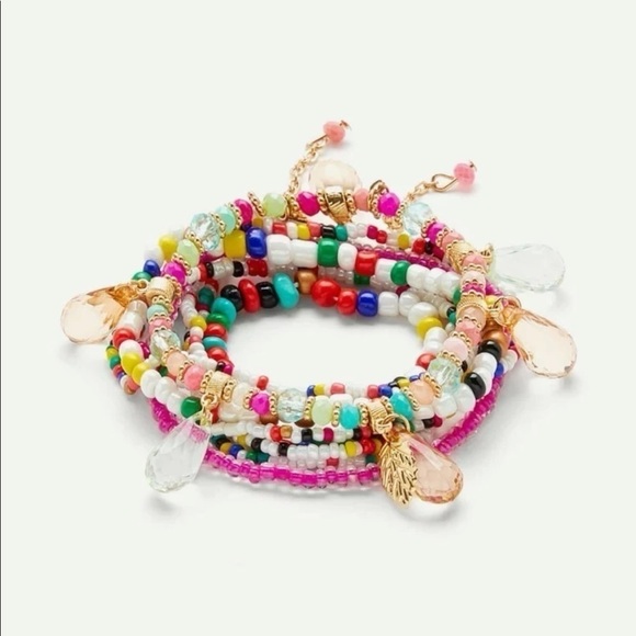 Set of stretch beaded multi colored Bracelets - Picture 1 of 3